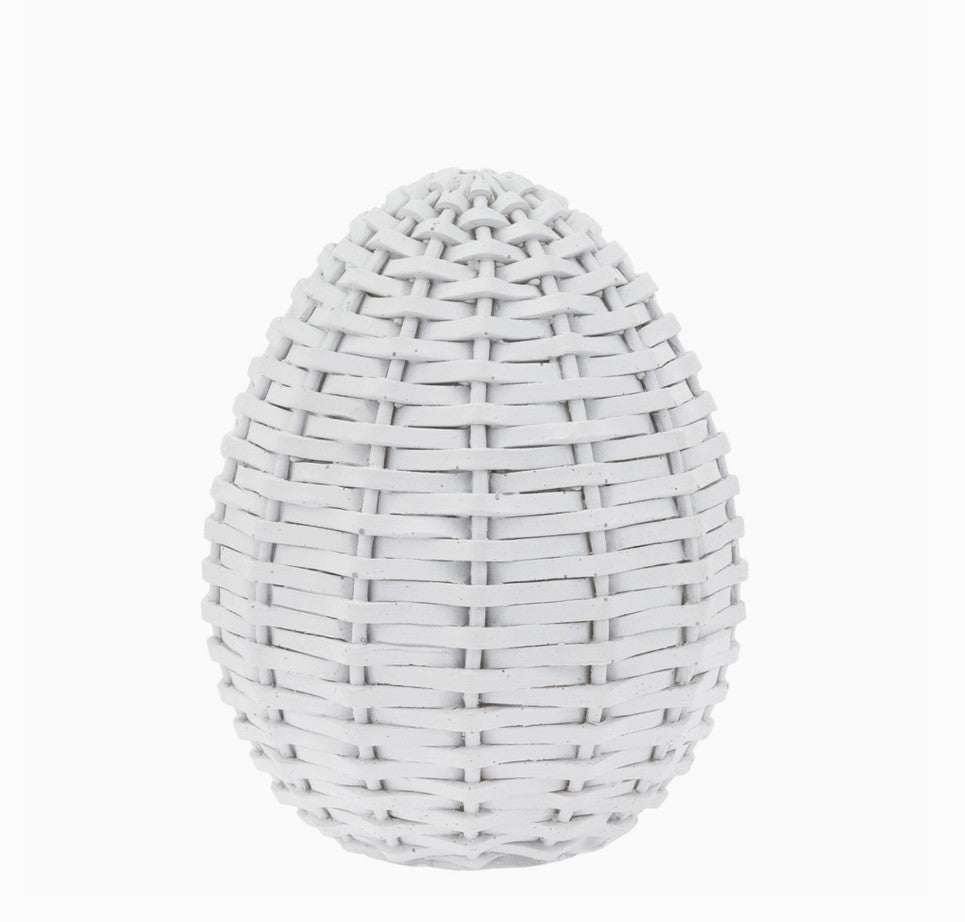 egg :: white wicker 4”H