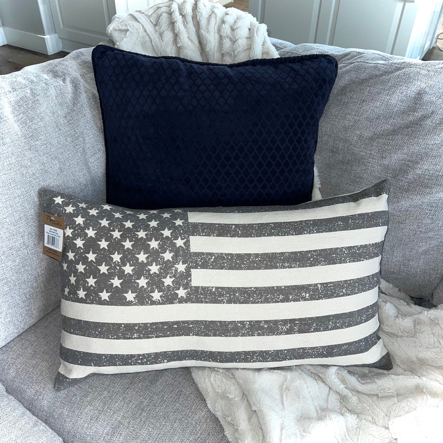 throw pillow cover :: stenciled flag