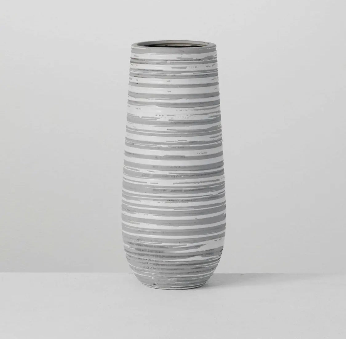vase :: striped white & gray