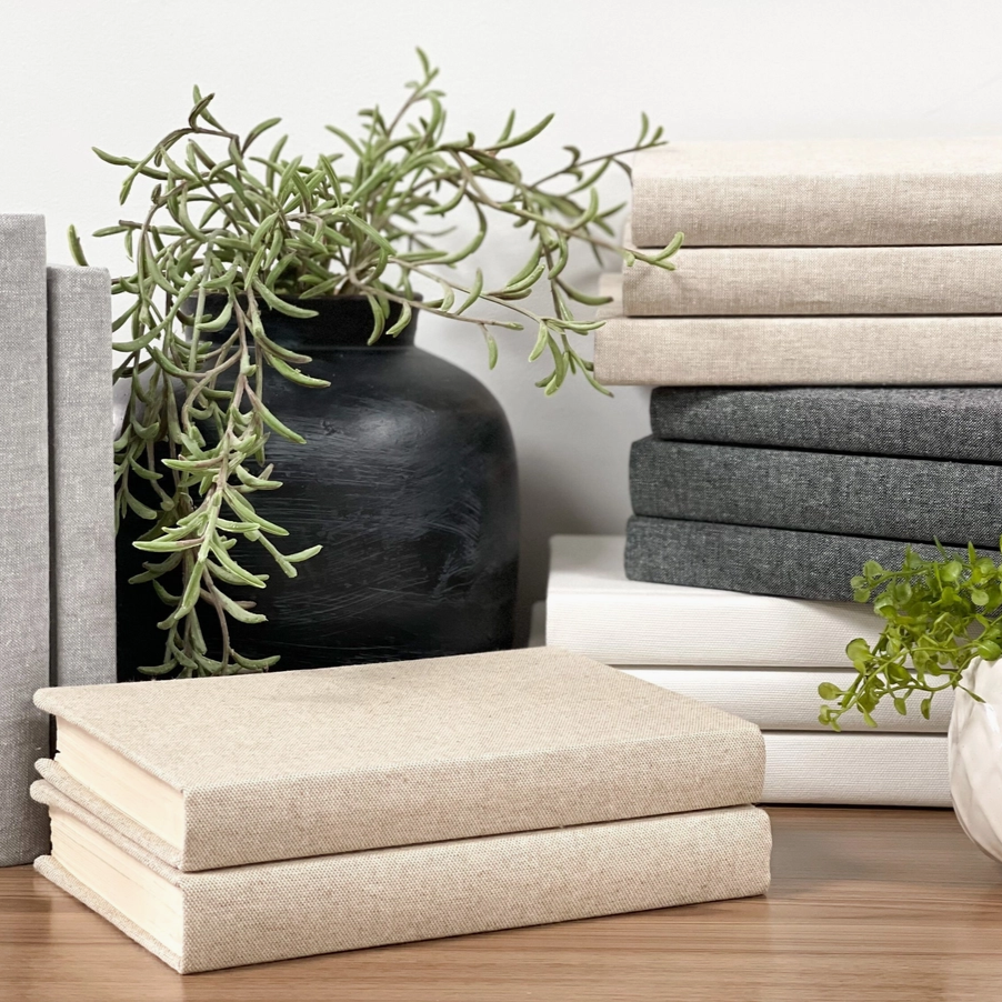 Elegant linen hardcover detail