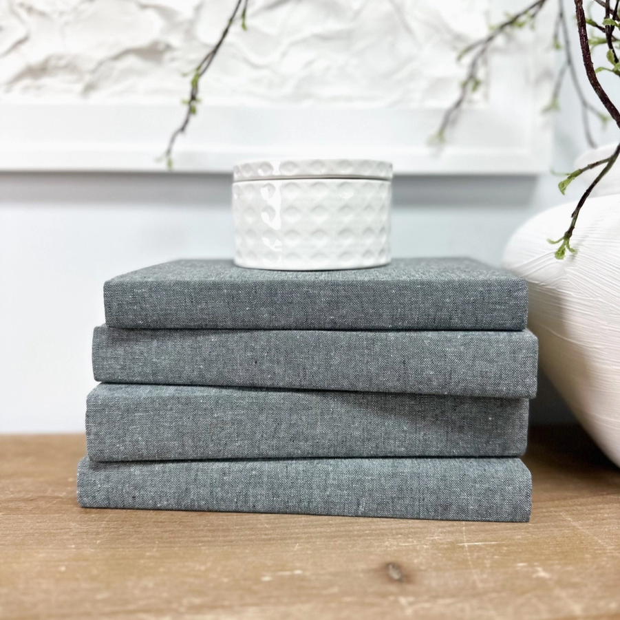Elegant linen hardcover detail