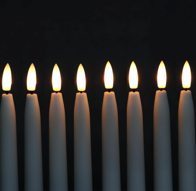 taper candles :: taper white flameless {set of 3}