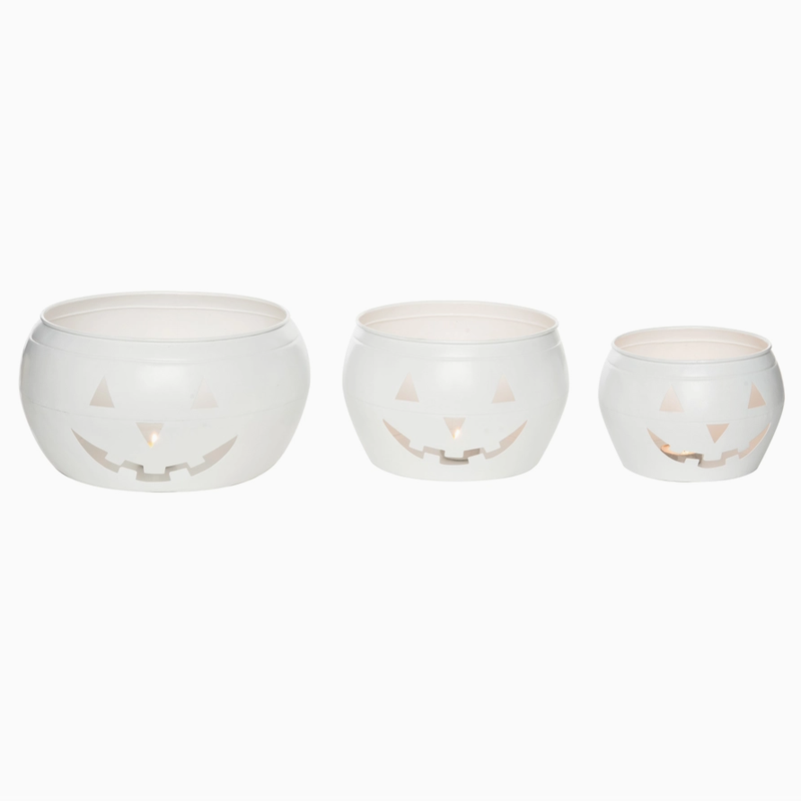 set of 3 jack-o'-lantern pumpkin decorations