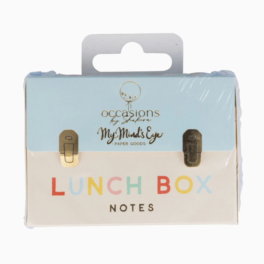 lunch box notes in blue and white box