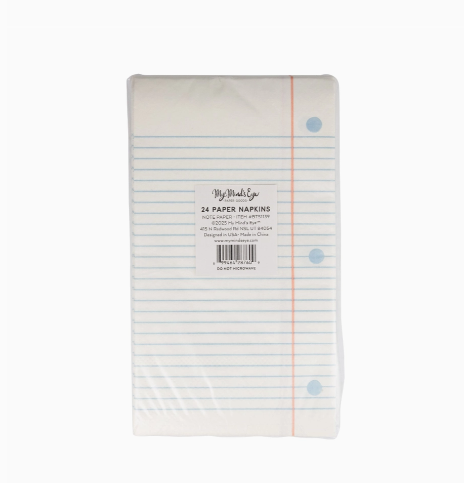 Packaged paper napkins with a notebook design on a white background