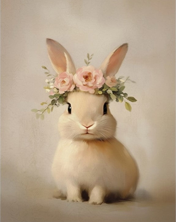 decor print :: bunny with floral crown