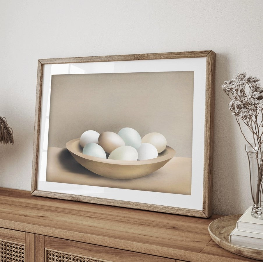 decor print :: vintage eggs in bowl