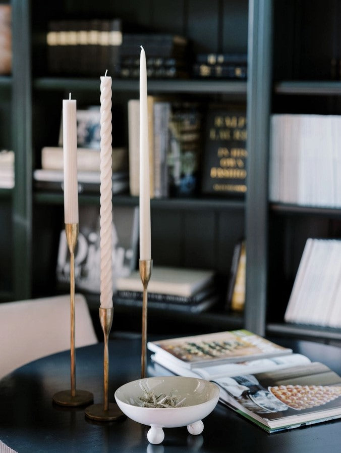 taper candle holders :: handcrafted antique brass {Set of 3}