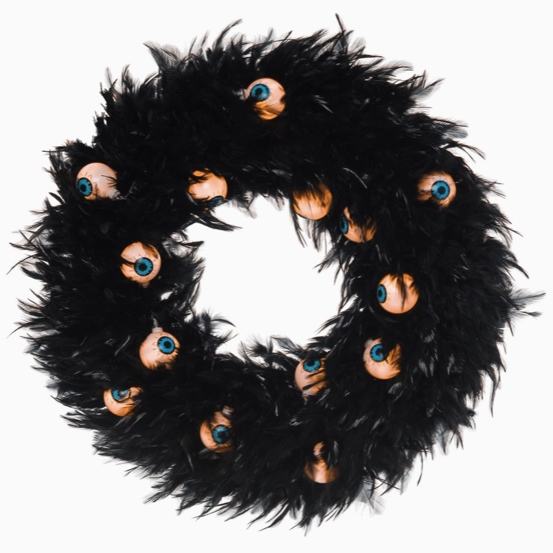 eerie eyes wreath with creepy eye decorations