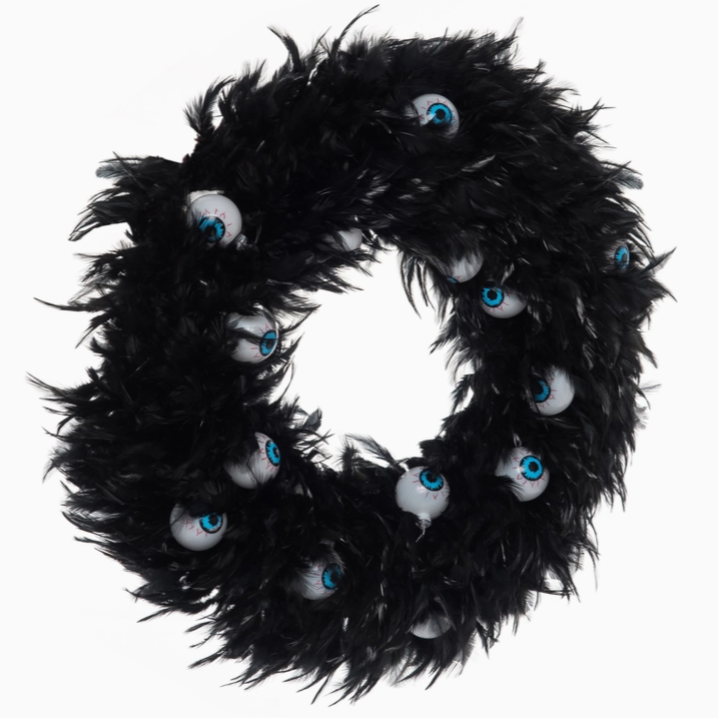 spooky Halloween wreath with eyeball accents