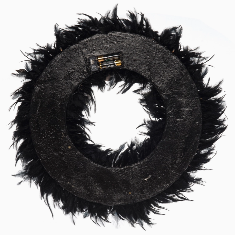 creepy eye wreath hanging on front door