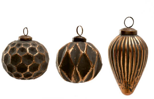 ornaments :: glass gray & bronze {set of 3}