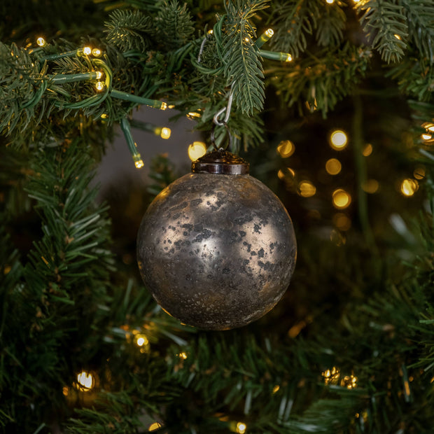 ornament :: kugel silver crackle 3"