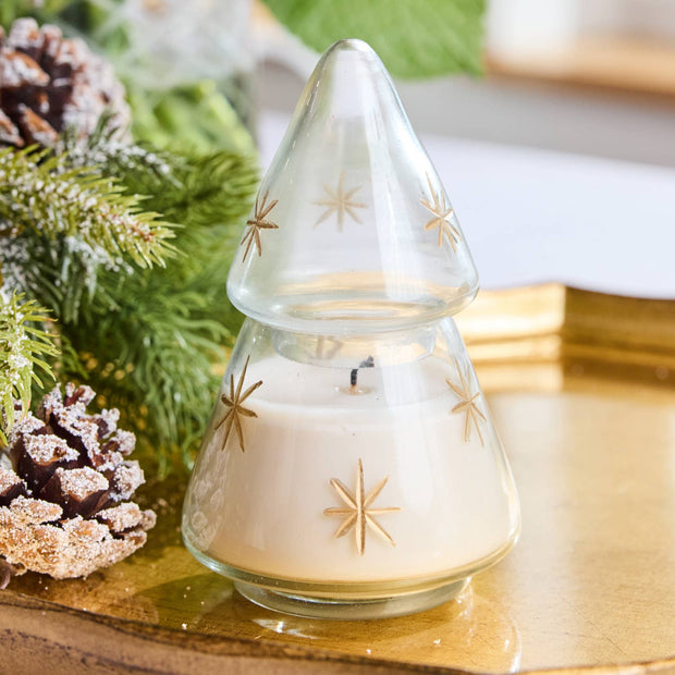 candle :: mercury glass :: tree embossed star