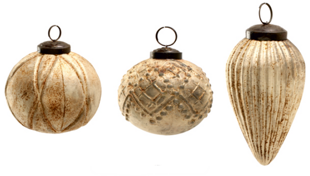 ornaments :: glass rustic {set of 3}