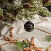 ornament :: kugel black with gold stripe 3"