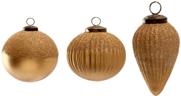 ornaments : glass champagne gold {set of 3}