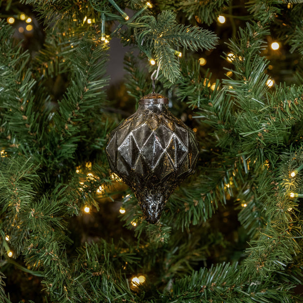 ornament :: kugel geometric silver 4.5"