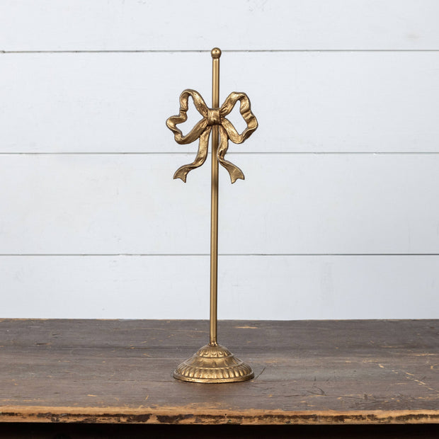 wreath stand :: metal gold with bow