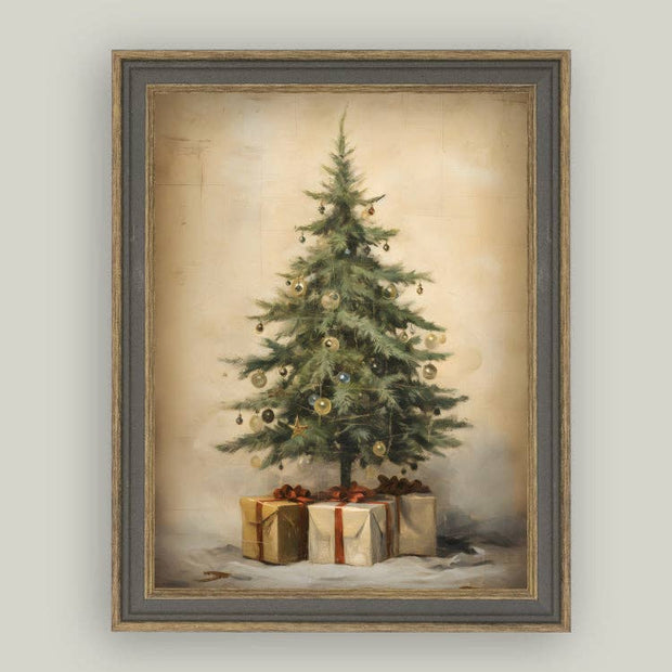 framed artwork :: christmas tree with gifts