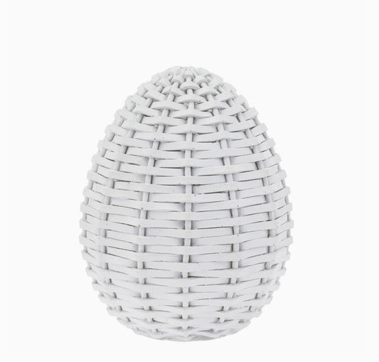 egg :: white wicker 4”H