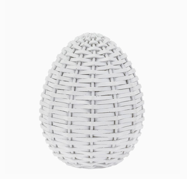 egg :: white wicker 4”H