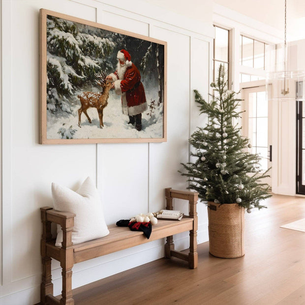decor print :: santa claus & baby deer