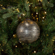 ornament :: kugel crackle silver 5"