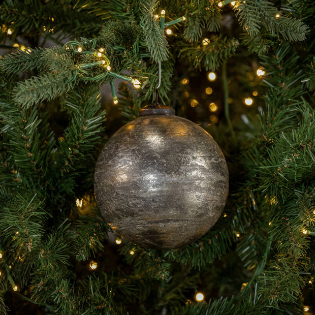 ornament :: kugel crackle silver 5"