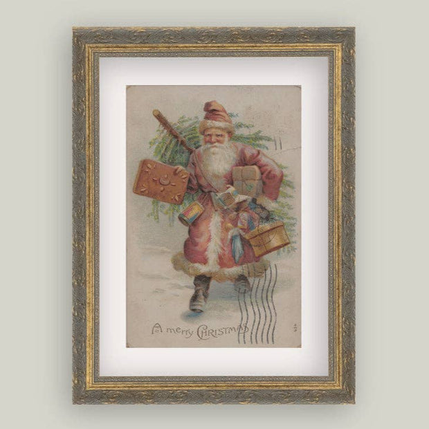 framed artwork :: antique santa postcard