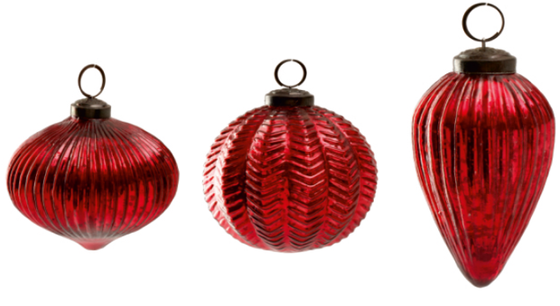 ornaments :: glass red {set of 3}