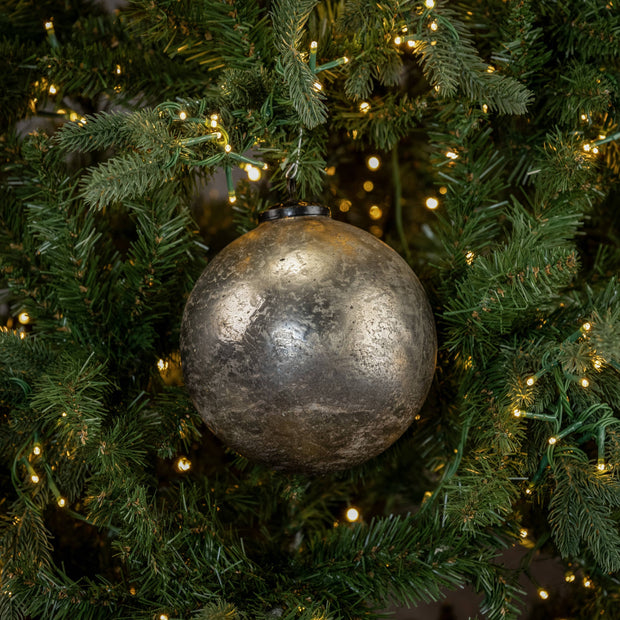 ornament :: kugel silver crackle 6"