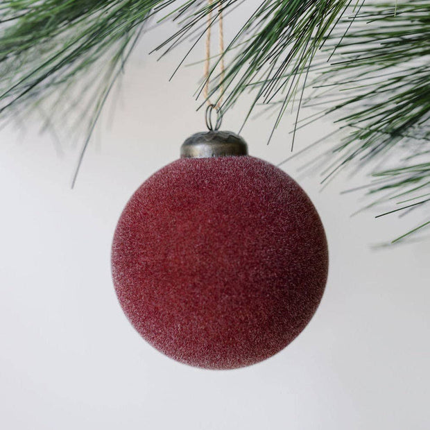 ornaments :: flocked bordeaux glass {set of 6}