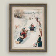 framed artwork :: tobogganing in the countryside