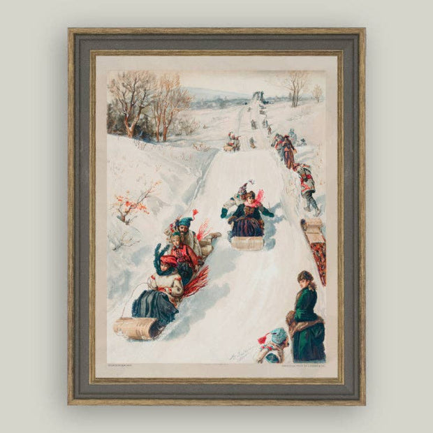 framed artwork :: tobogganing in the countryside