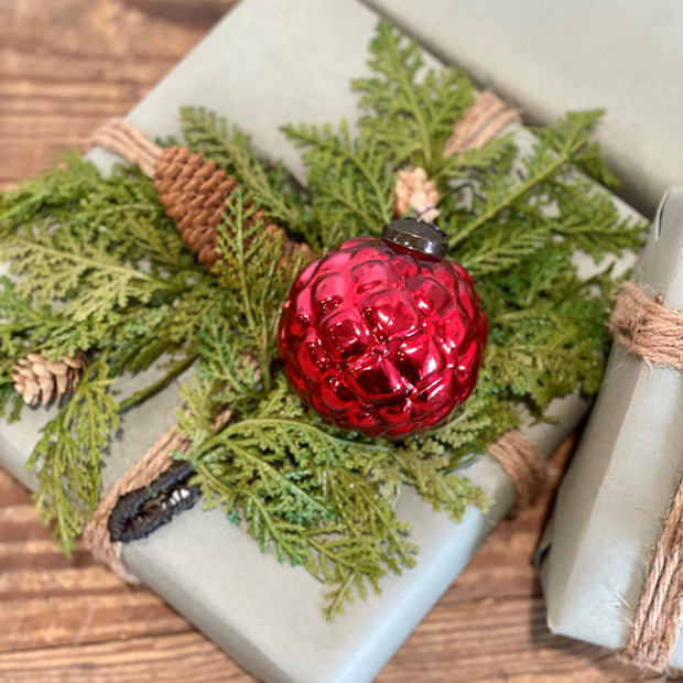 ornament :: kugel quilted red 3"