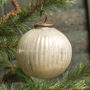 ornament :: kugel white ribbed 3"
