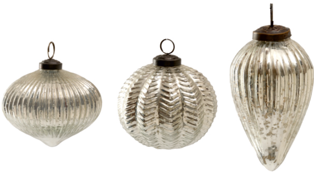 ornaments :: glass silver {set of 3}