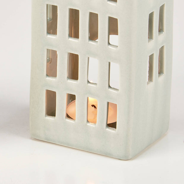 tea light candle holder :: village houses {set of 2}