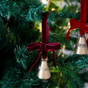ornament :: gold bell on velvet ribbon {set of 3}