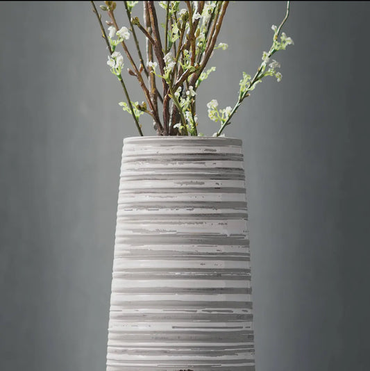 vase :: striped white & gray