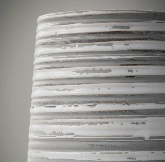 vase :: striped white & gray