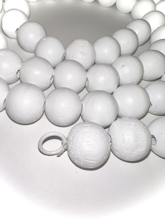 garland :: white wood beads