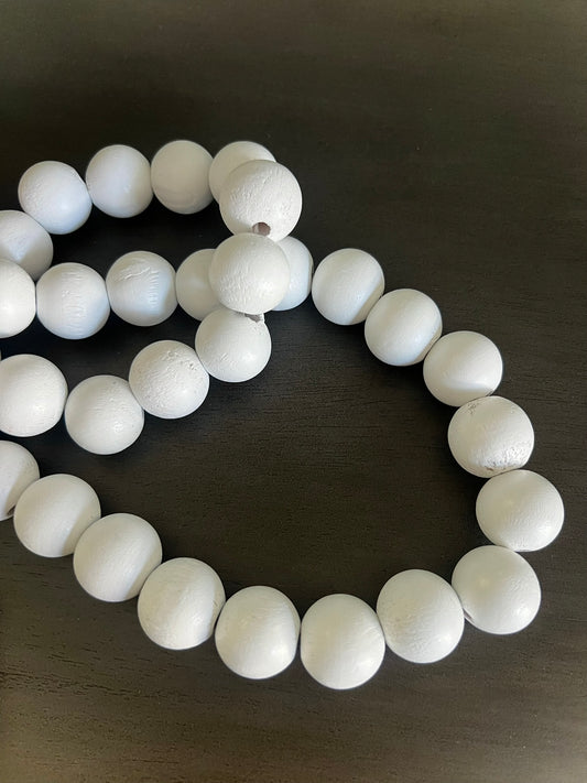 garland :: white wood beads