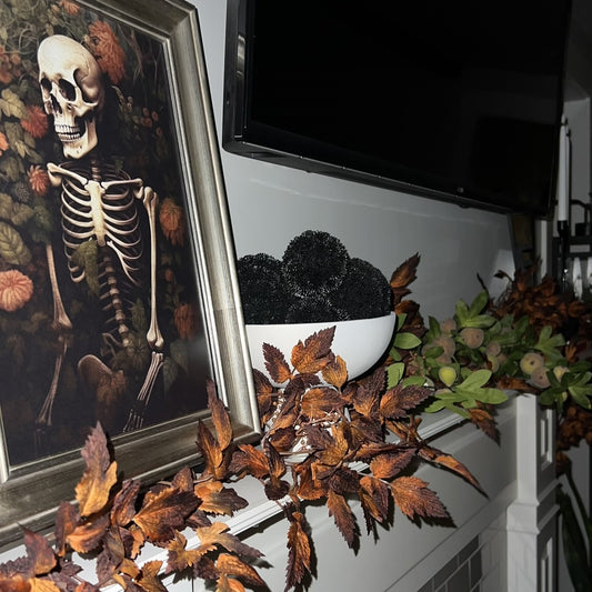 spooky skeleton floral wall decor