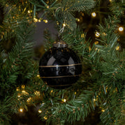 ornament :: kugel black with gold stripe 3"
