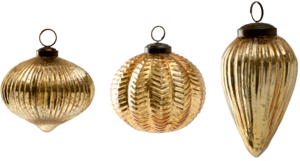 ornaments :: glass gold {set of 3}