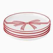 appetizer plates :: red bow {set of 4}