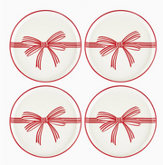 appetizer plates :: red bow {set of 4}