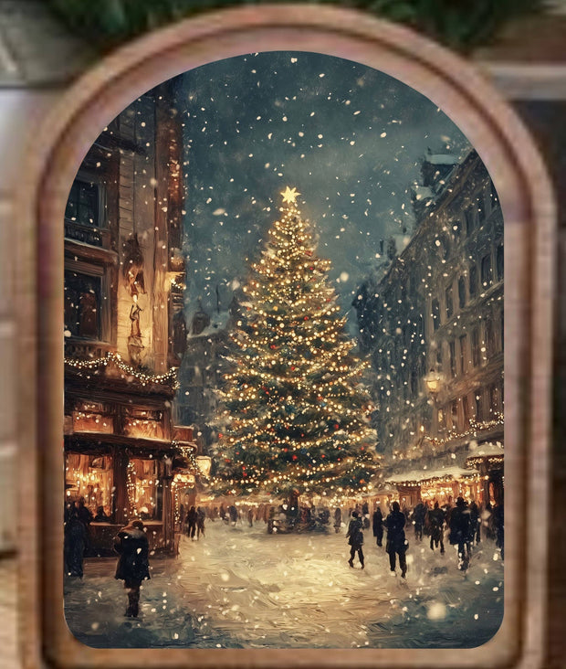 framed art :: arch :: christmas tree on main street